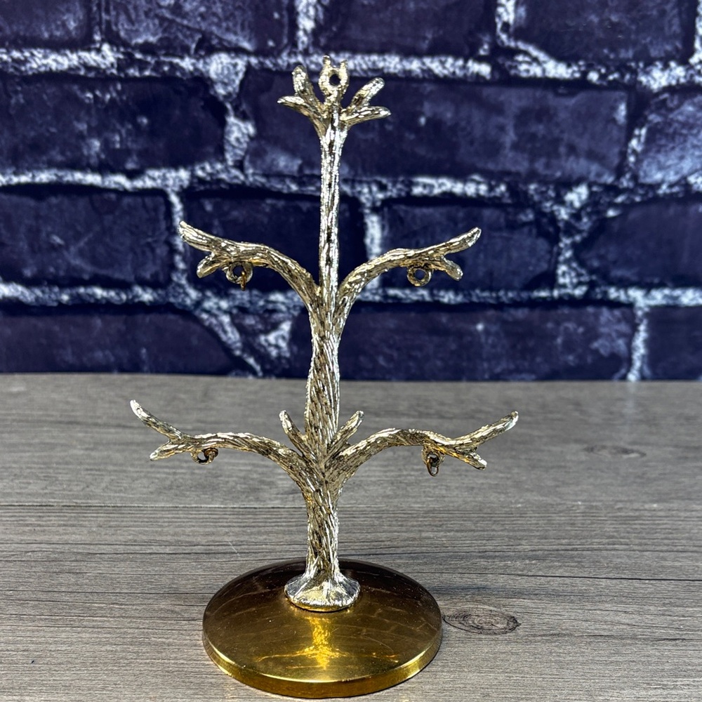 Vintage Gold Tone Jewelry Tree Stand